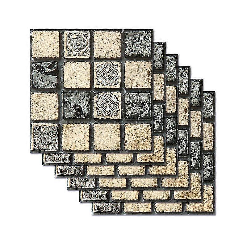 6pcs 3d Mosaic Tile Stickers Self Adhesive Wall Decals Decor Waterproof