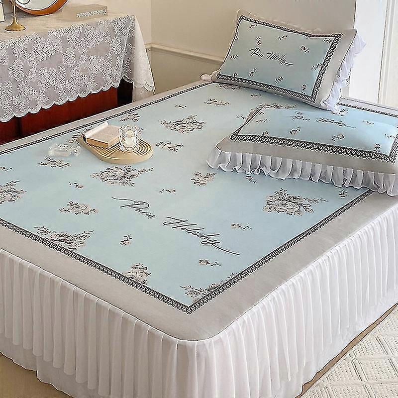 プレミアム寝具ベッドスカートレースレースマットプリンセスウィンドサマーウォッシャブル折りたたみ式デジタル印刷アイスシルクマット