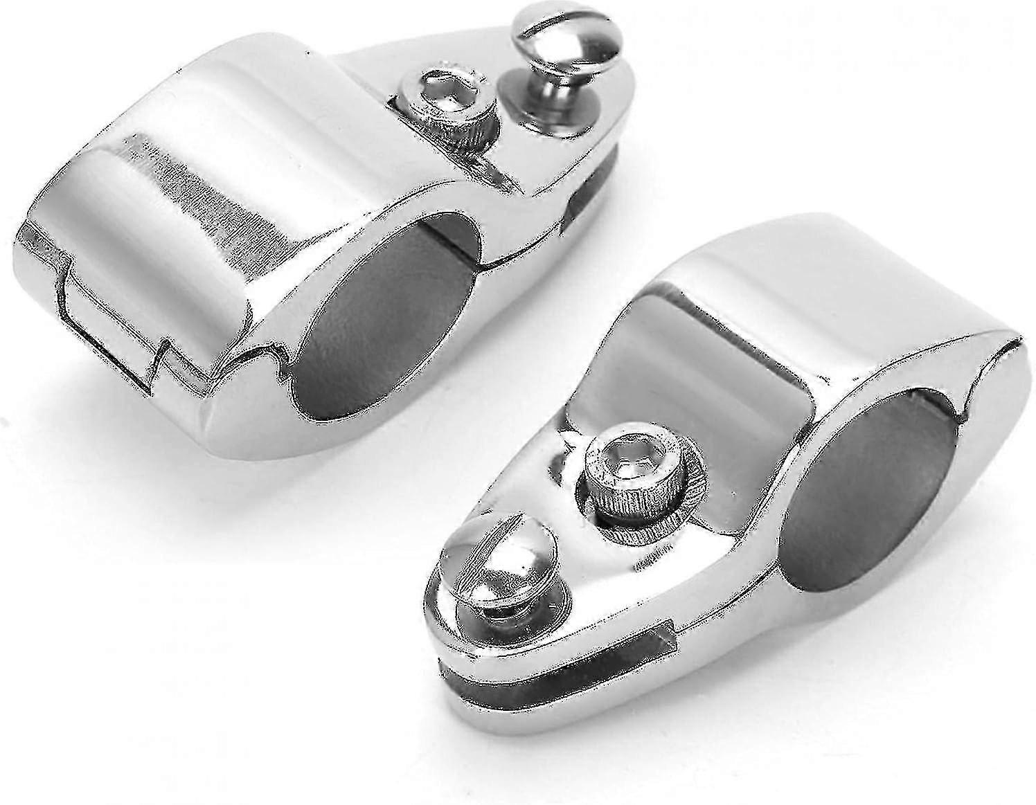 2 Pieces 316 Stainless Steel Marine Pipe Clamps Boat Top Hinge Claw Slide Rail Mounting Fittings22mm