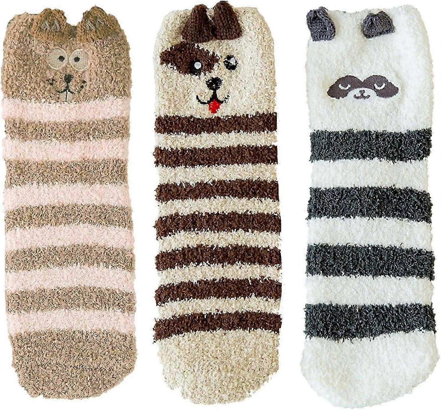 3 Pairs Women's Fluffy Socks, Soft Fuzzy Socks Winter Comfy Warm Fluffy Socks