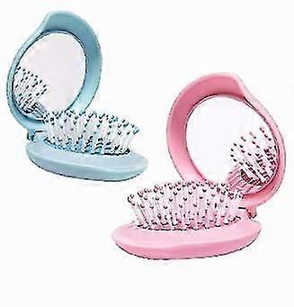 Mini Hair Brush For Purse, Pocket Mirror Small Portable Folding Comb