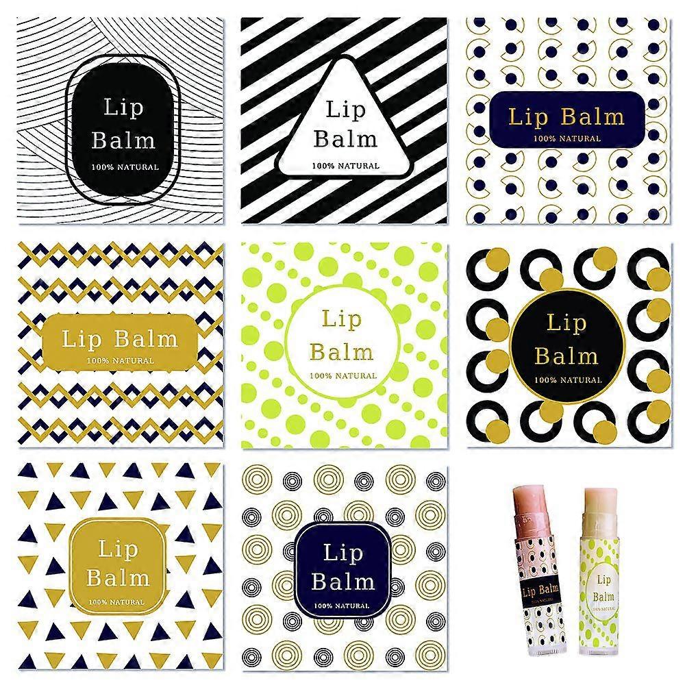 80Pcs 8 Style Custom Lip Balm DIY Label Sticker Coated Paper Paster Self-Adhesive Stickers Square Mixed Patterns 5x5cm 10pcs/style