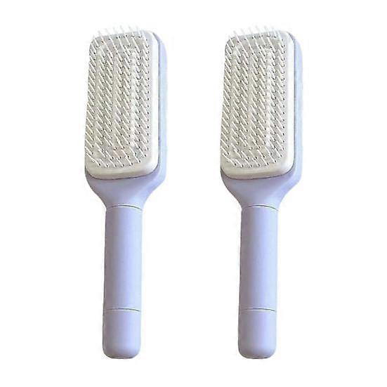 2Pcs Self-Cleaning Hair Brush with Rotatable Handle Retractable Bristles Scalp Massage Comb