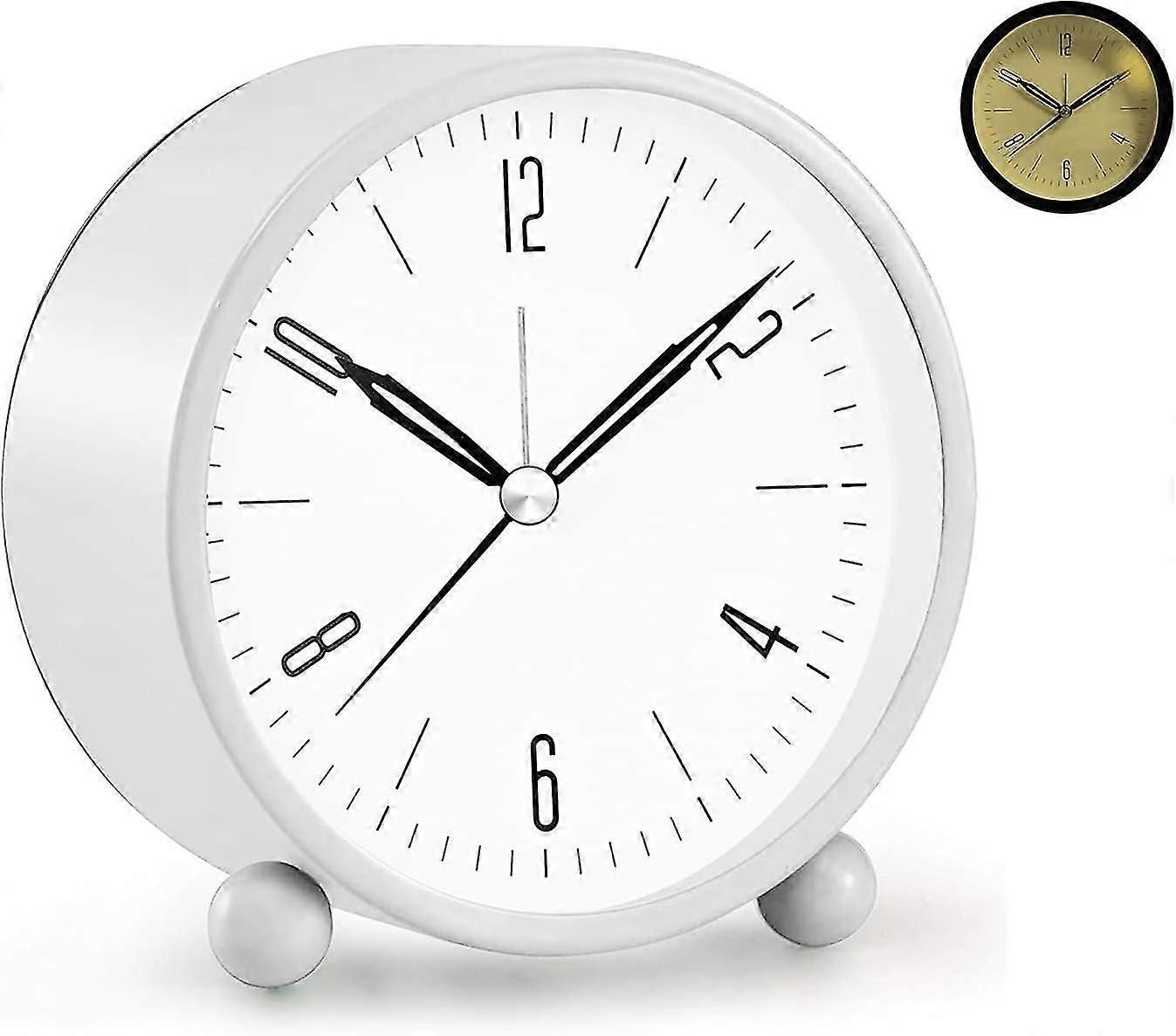4 Inch Analog Alarm Clock, Super Silent Non Ticking Battery Operated Loud Alarm Clock, Easy Set And Night Light Function, Bedroom Bedside Desk Office