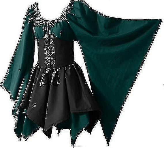 ハロウィーンレトロ長袖コルセットドレス女性中世のコスプレ衣装ゴシックドレス