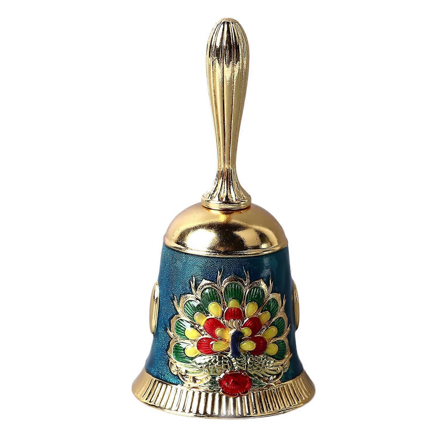 Clochette à main vintage en laiton, motif sculpté exquis, cloche d'appel à main pour dîner de mariage