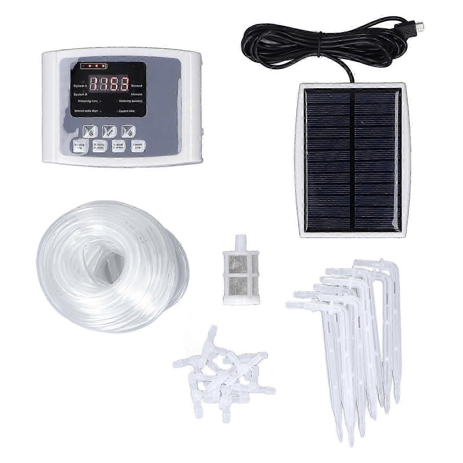 Programmable Digital Display Solar Pump Automatic Watering System with Sound Alarm for 10 Potted Plants