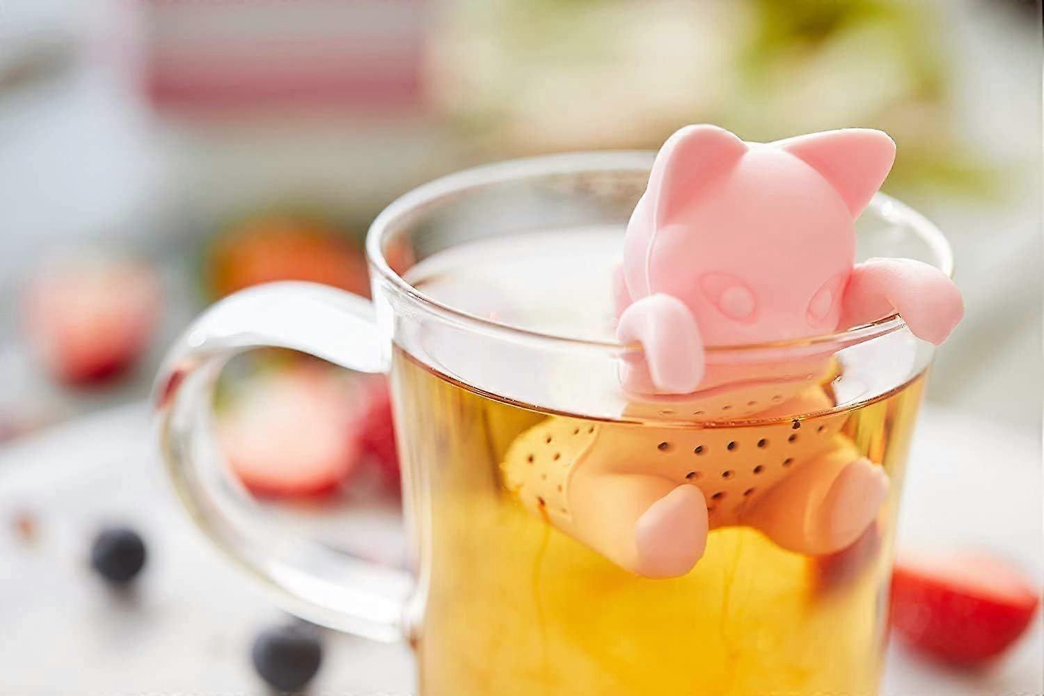 5 pcs Tea Strainer Tea Infuser Tea Infuser Tea Ball Tea Filter (Cat) (Pink)