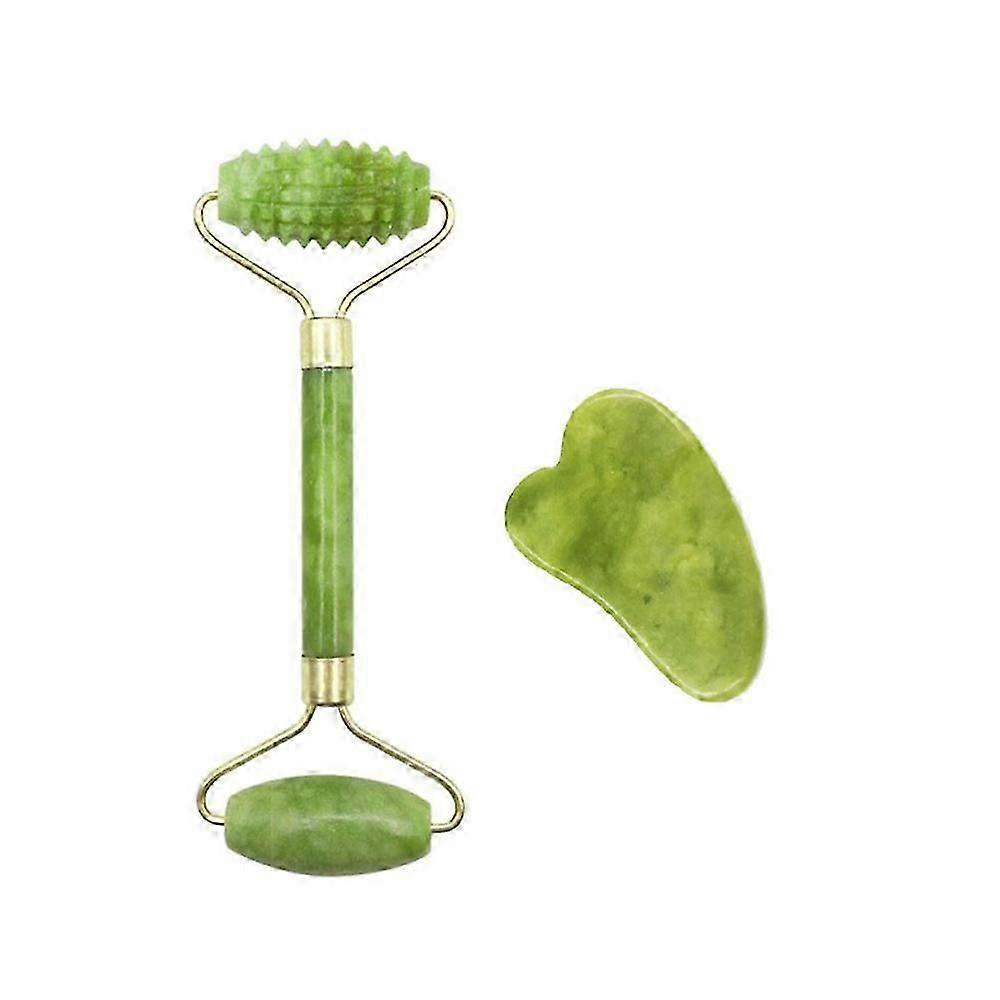 Jade Roller Gua Sha Board Jade Stone Set Scraping Massage Tools For Facial Skin Care Antiaging Face Eye Neck Beauty Roller Facial Massager