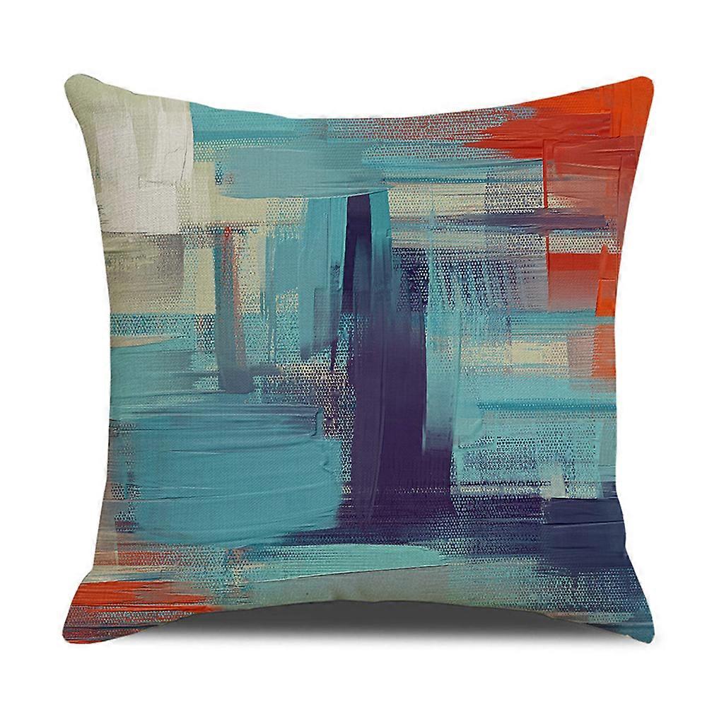 Modern Art Linen Throw Pillow for Case Orange Abstract Oil Painting Pattern Colorblock Decorative Square Cushion Cover 5