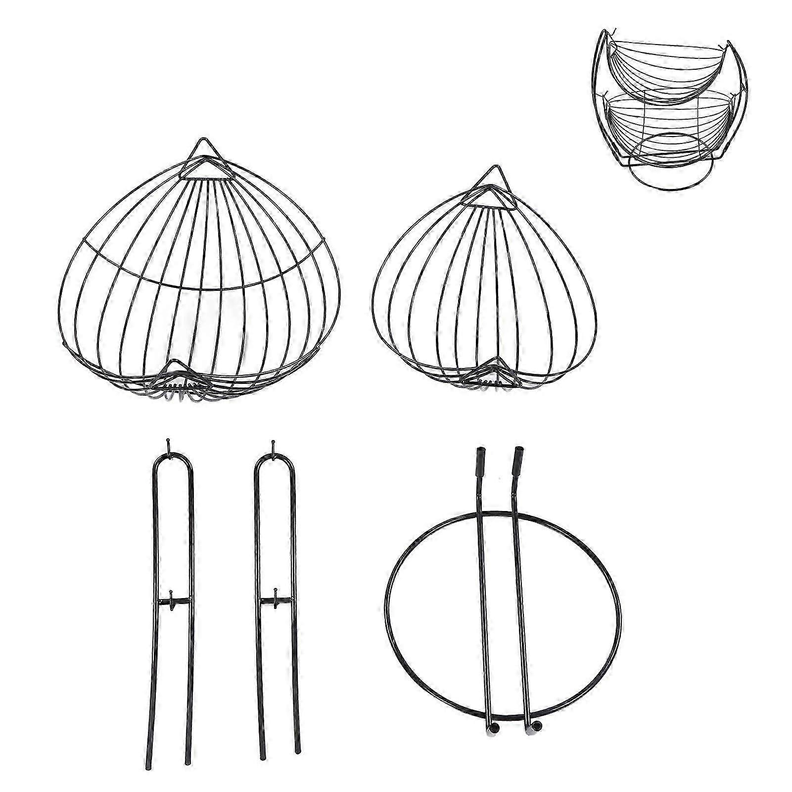 2 Tier Hammock Fruit Basket Iron Circular Wire Basket Vegetable Fruit Storage Desktop Holder