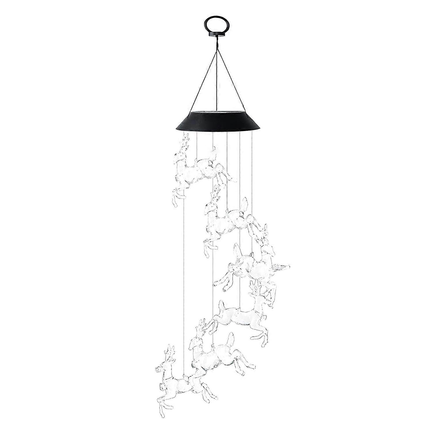 Solar Energy Powered Wind Chime Lamp Gradient Color-changing Hangings Outdoor Light Snowman Pendants