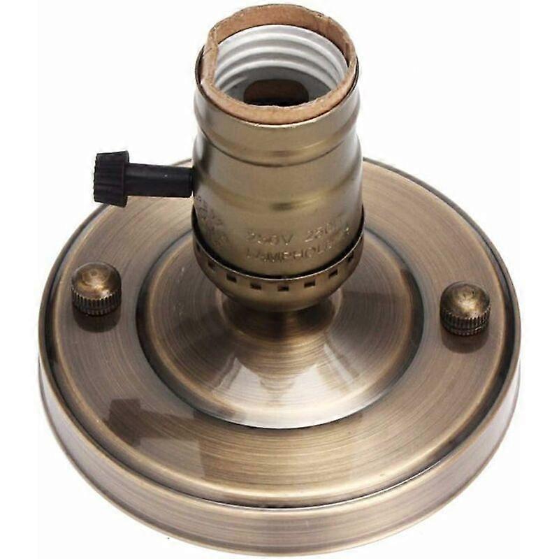 E26 Solid Light Bulb Socket, E26 Lamp Base Electroplating Aluminum Vintage Retro Edison Screw Ceiling Light Bulb Socket Holder with Switch