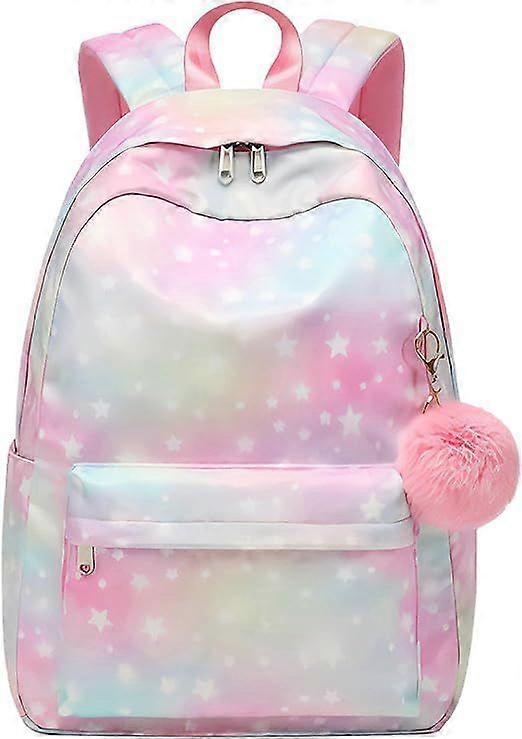 Skolryggsäck för flickor och pojkar 8+, vanlig ryggsäck för 14 tums bärbar dator, vattenavvisande skolväskor Casual Daypack för skolresor, lätt vikt