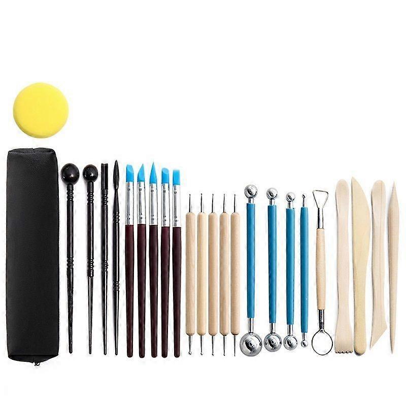 25Pcs Polymer Clay Tools Modeling Clay Sculpting Tools Kits for Pottery Sculpture Wooden Dotting Tools