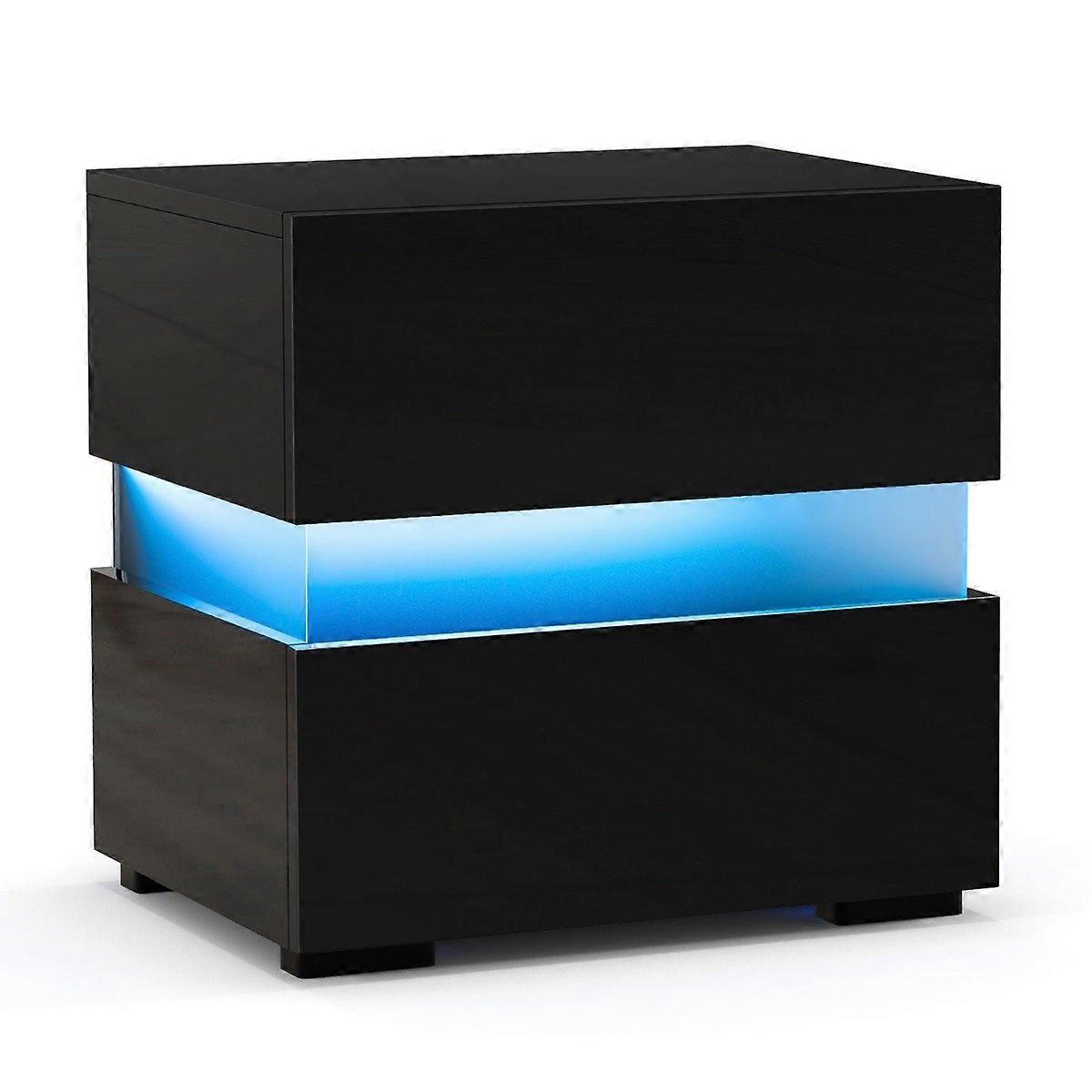 LED bedside table with 2 drawers & remote control & dynamic/static illuminated bedside table