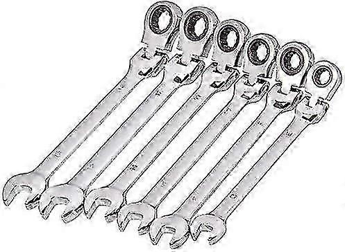 2025 Acrux7 6 Pack Flex Head Ratcheting Wrench Set, 8-13 mm Ratcheting Combination Wrench, Chrome Vanadium Steel Gear Wrench for Metric Hex Nuts Bolts