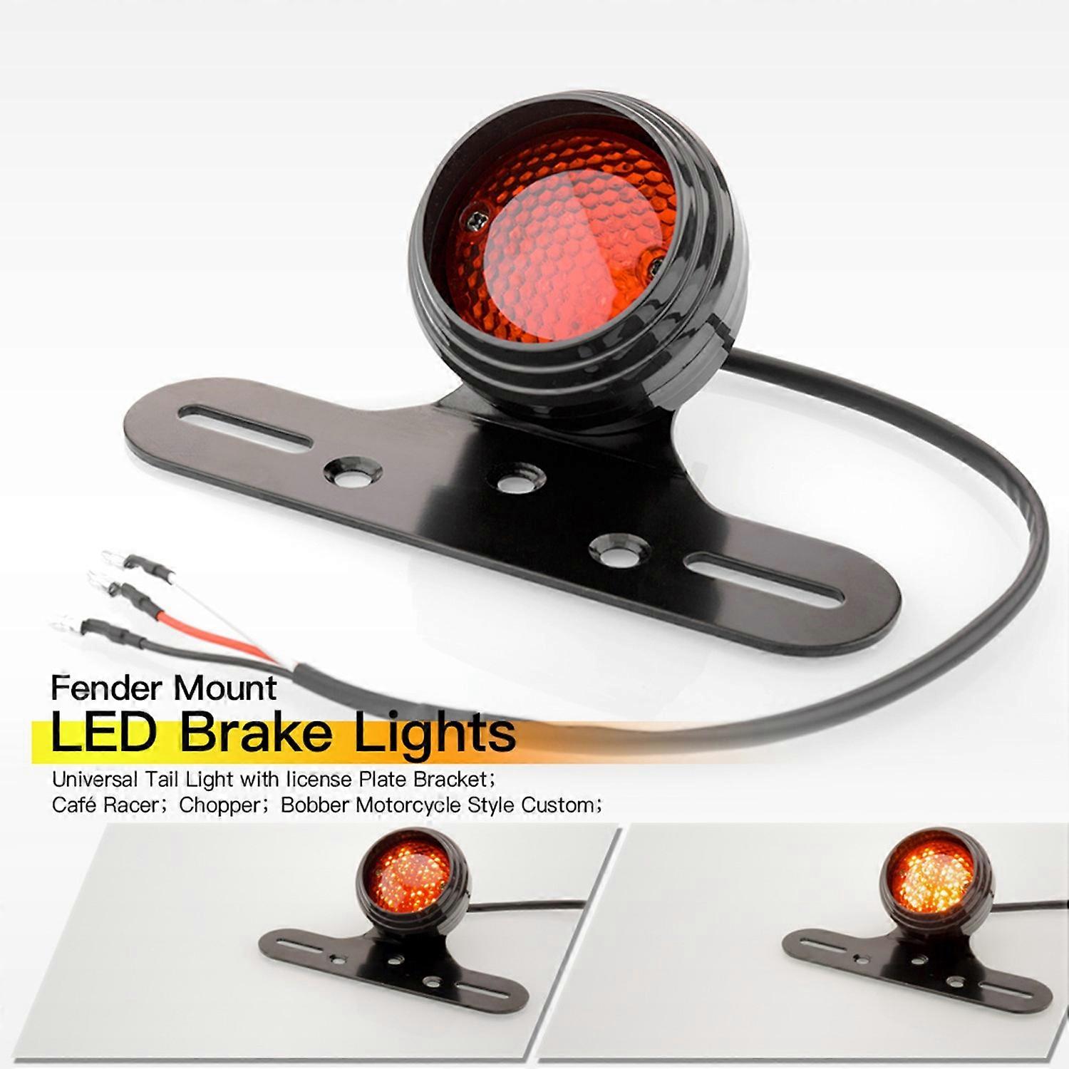 Motorcycle Tail Light Brake Light with License Plate Bracket Integrated Running Lamp Universal