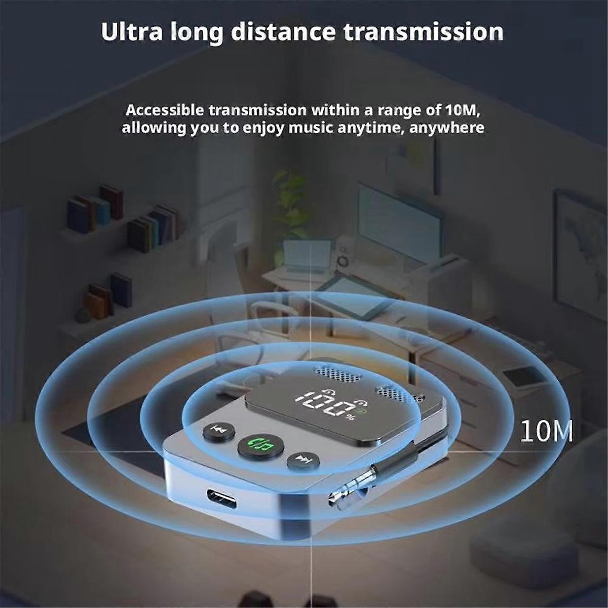 Bluetooth 5.3 Transmitter Receiver Aux Adapter Technology A2DP Hands-Free Calling Wireless Audio Ada