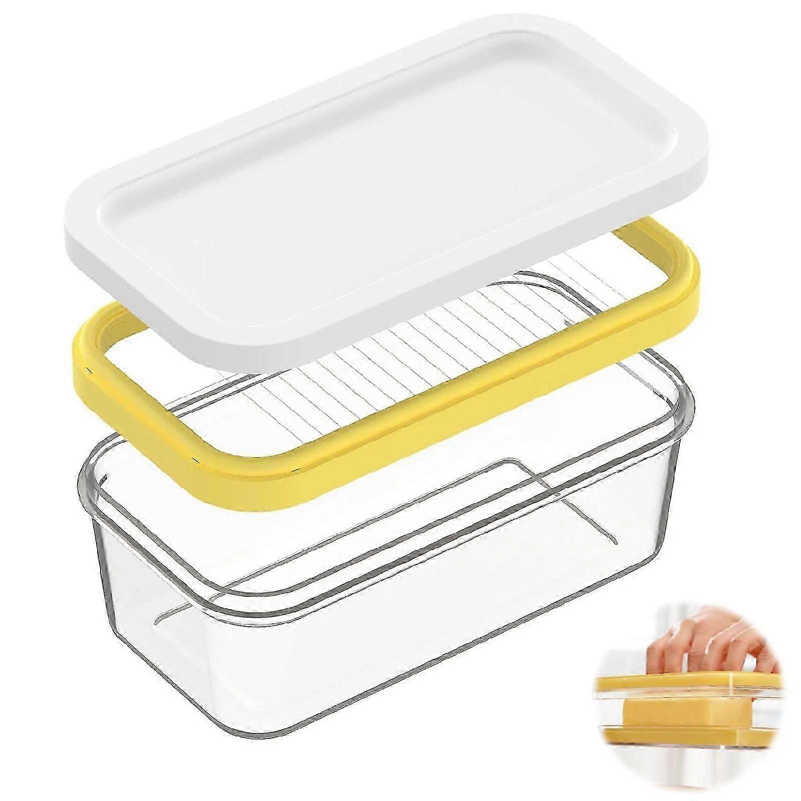Butter Slicer Cutter Box - Stick Butter Container with Lid for Fridge, Easy Cutting of 2x 7oz/200g Butter Sticks