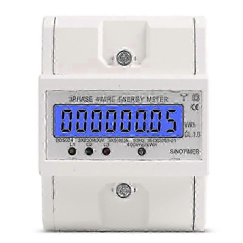 3 Phase 4 Wire Energy Meter 220/380v 5-80a Energy Consumption Kwh Meter Din Rail Installation Digital Electric Power Meter With Lcd Backlight Display(
