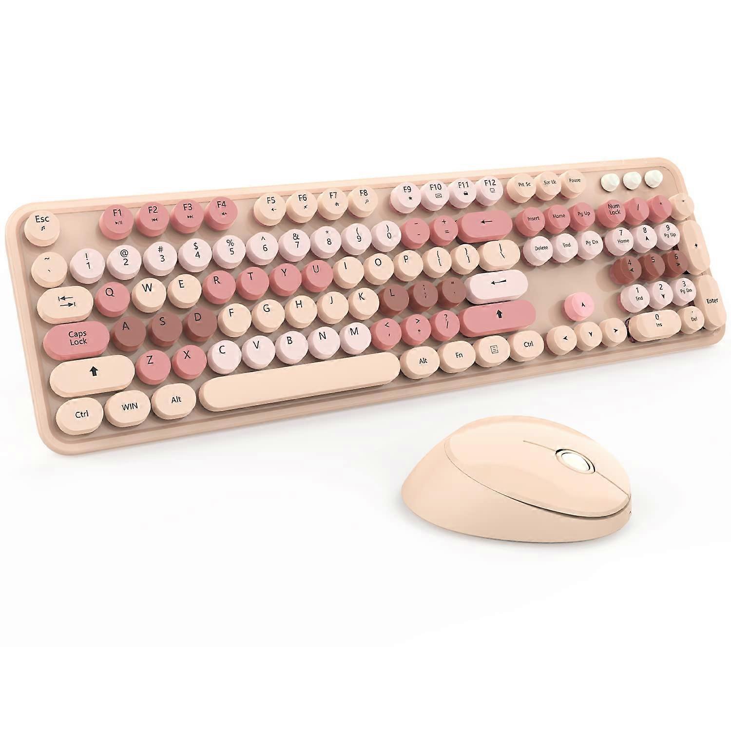 Cute Wireless Keyboard and Mouse Combo for Laptop and PC, Compatible with Windows, Slim Design, Quiet Operation