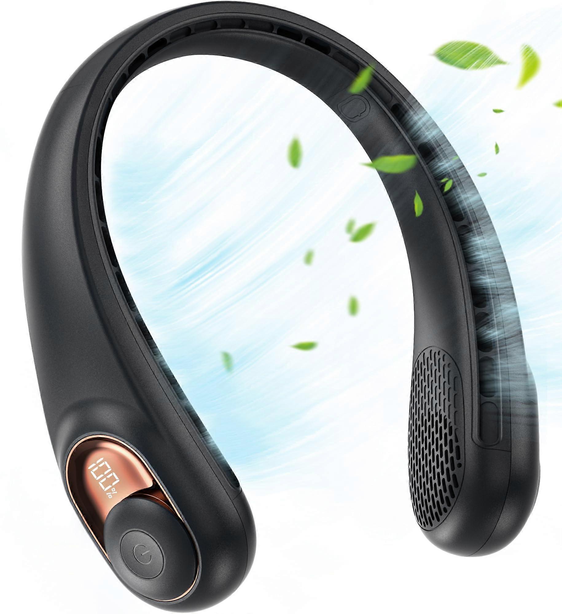 Bladeless Wearable Hands-Free Ultra-Quiet Personal Neck Fan for Home Office, Rechargeable, Lightweight, Adjustable Speed, Soft Material