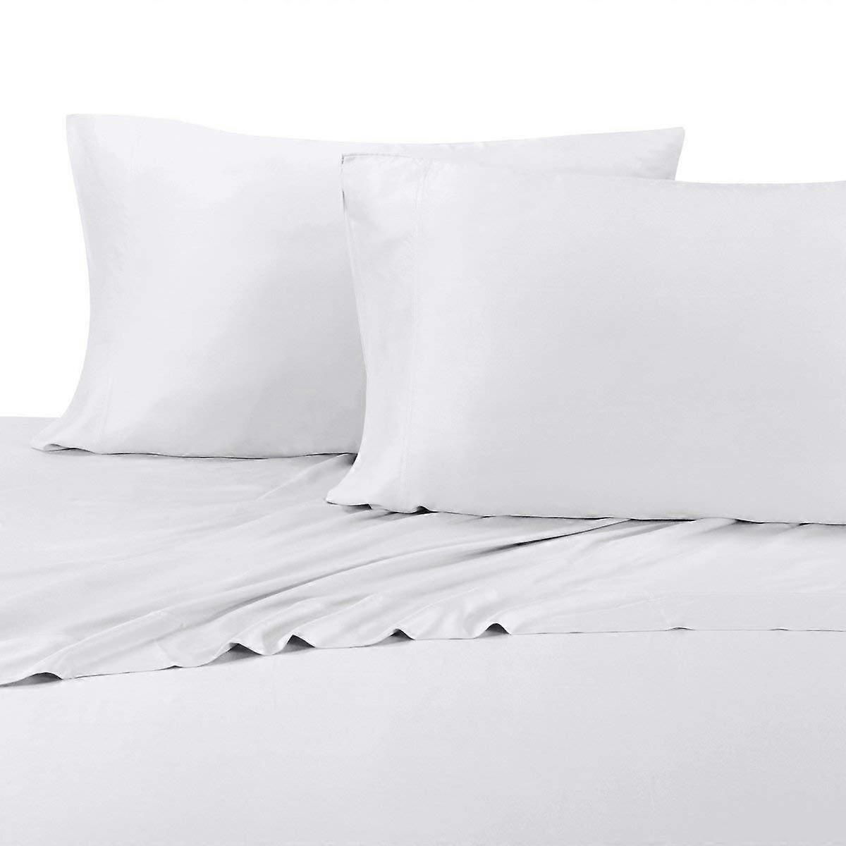 Viscose Made From Bamboo Sheets King Size 4-Piece Set White 100% Woven Cooling Sheets Silky Soft