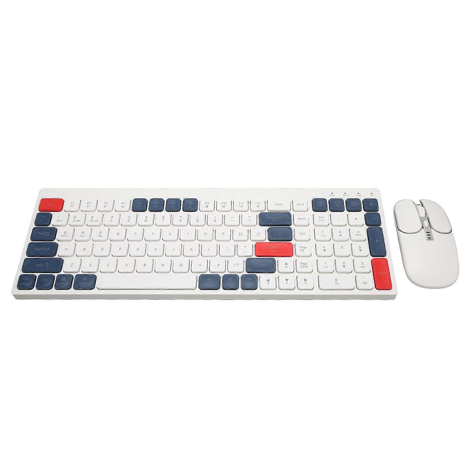 Wireless Keyboard and Mouse Combo, 2.4GHz Ultra Thin Silent 104 Keys, Cute USB Receiver Set for Computer, Laptop, PC, Desktop - White