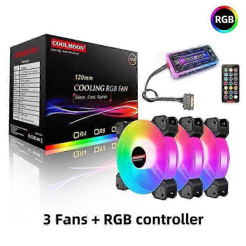 120mm for Case Fan, RGB for Case Fans, 5V-6pin RGB for Case Fans Coolmoon with C