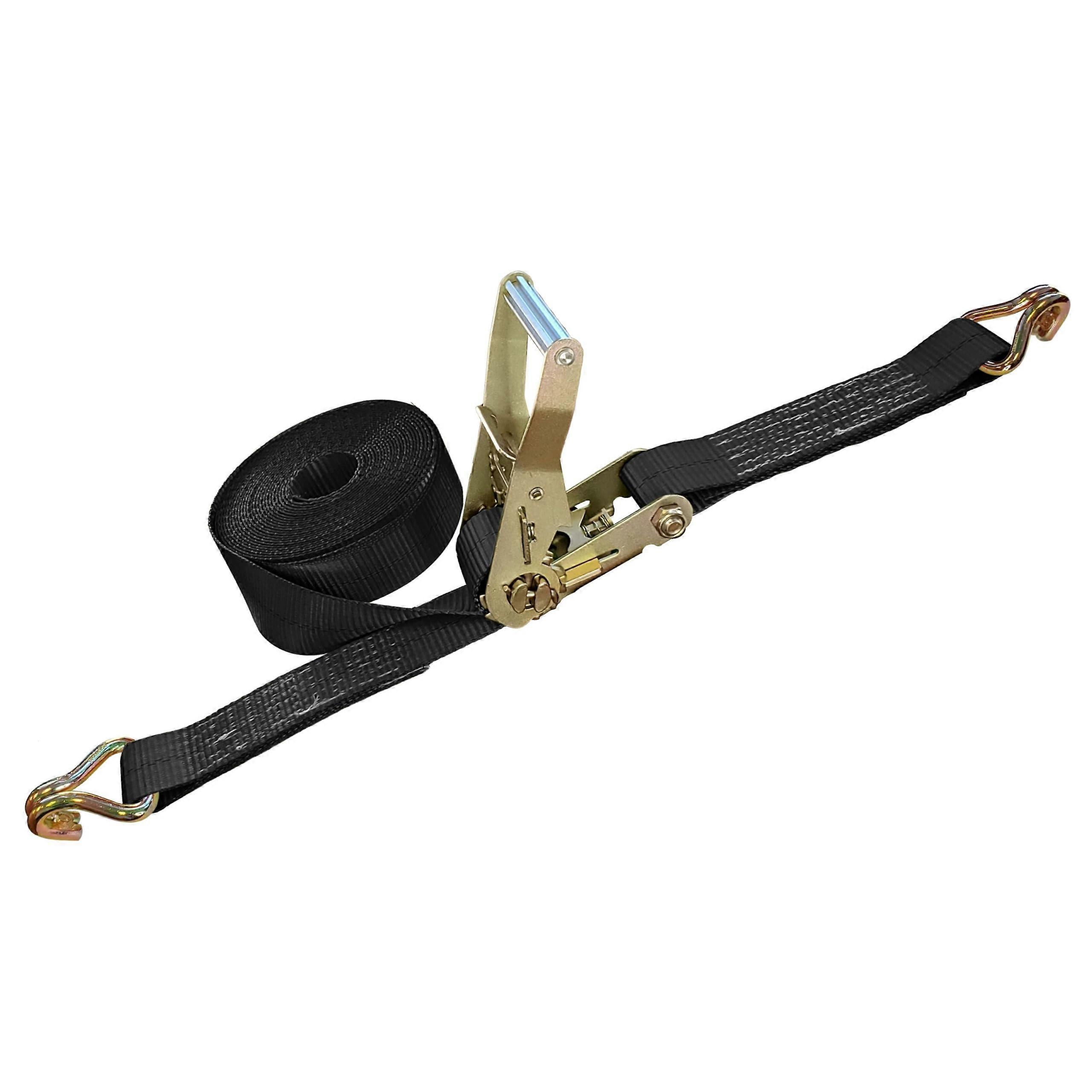 2' Wire J Hook Ratchet Straps Black Tie Downs for Cargo Flatbed Security, Durable One-Pack for Easy Transport