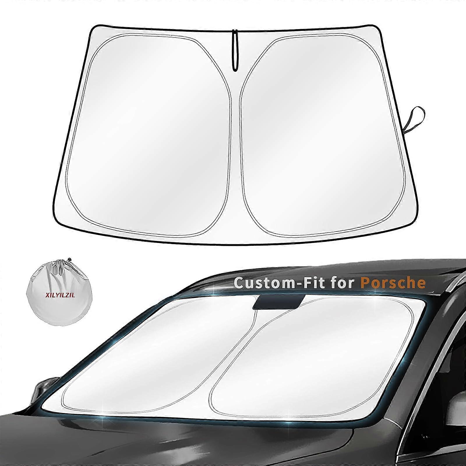 CustomFit for Porsche Windshield Sun Shade, Car Sunshade Cover UV Block with Reflective Blocker
