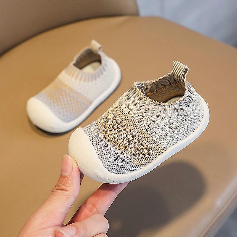 春と秋の幼児飛行織り男の子赤ちゃん滑り止め柔らかい底の子供's 1-3歳の女の子のニットシューズ2 FZ-Cイエロー19