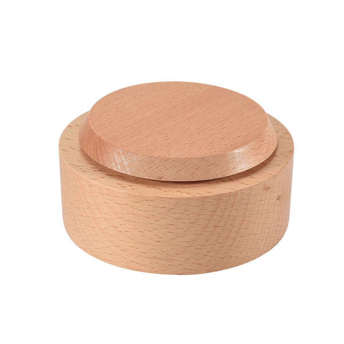 Wooden Music Box Rotating Round Base DIY Art Crafts for Kids Gift