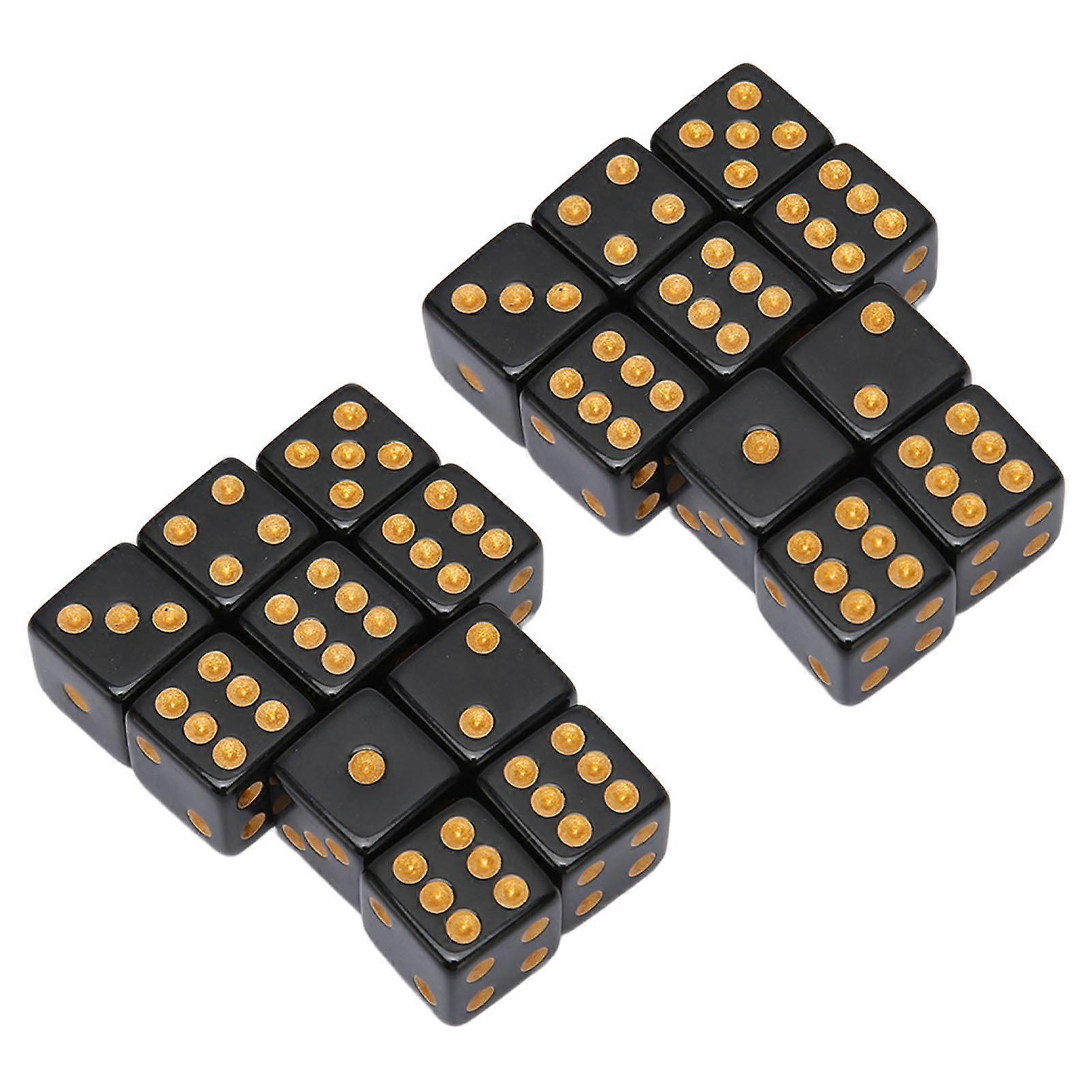 20PCS Black Dice 6 Sided Plastic Dice for Table Board Game Math Teaching Parties