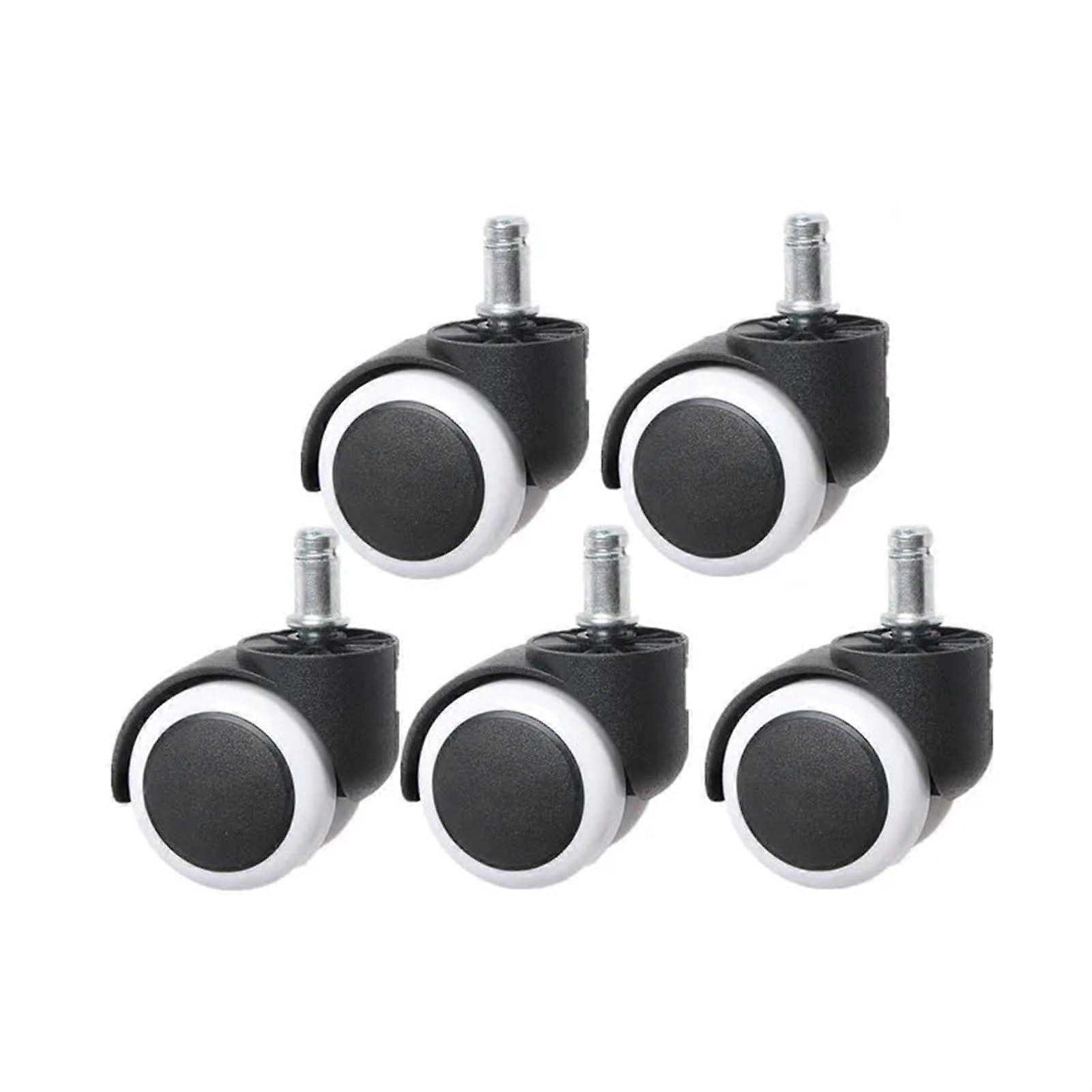 2 Inch Office Chair Wheels Universal Caster Set of 5, 10mm/11mm Gray/White, Silent Edge Inserted Pole Casters