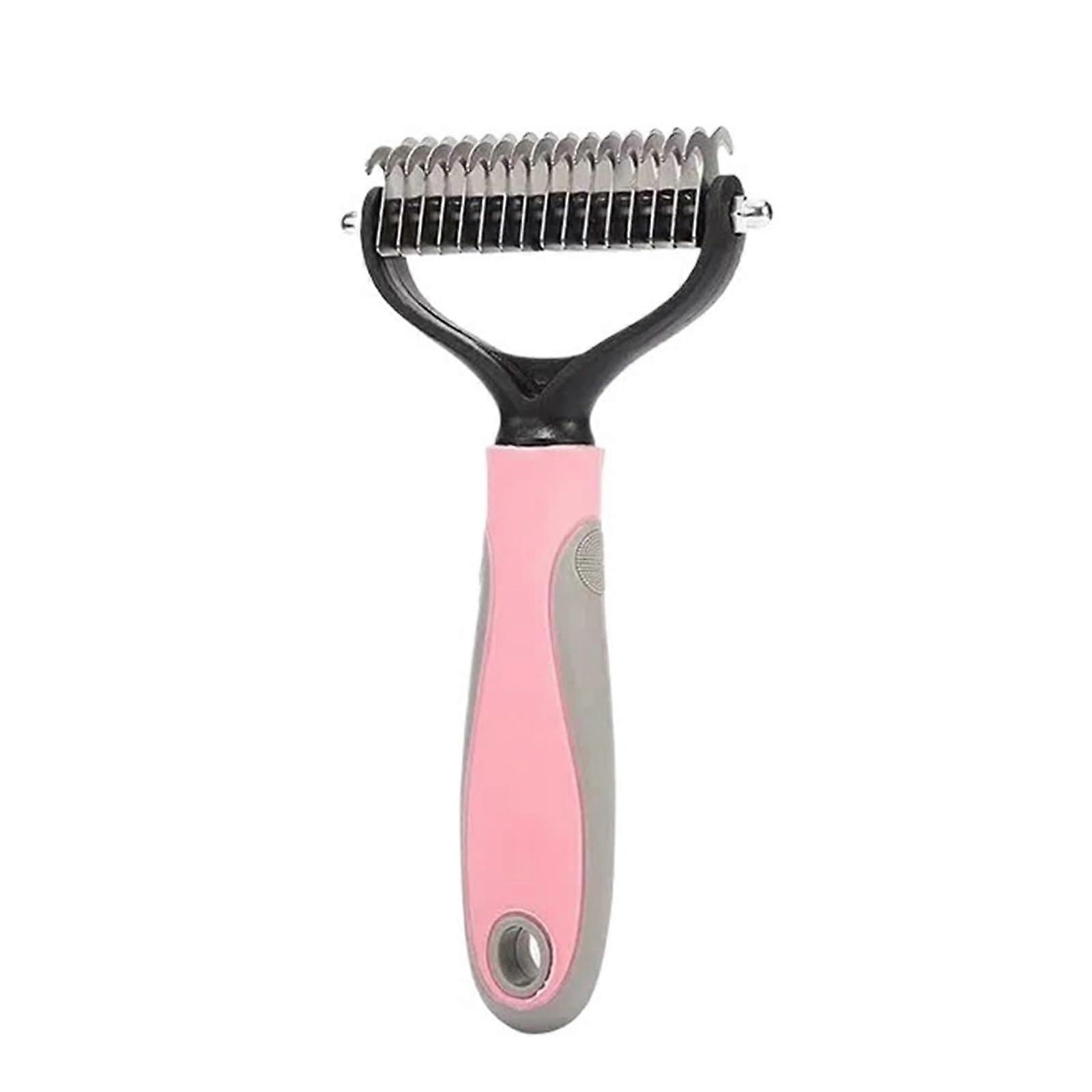 Pet Brush Professional Deshedding Brush for Dogs and Cats, 2-Sided Dematting Rake for Undercoat Shedding and Grooming Tools