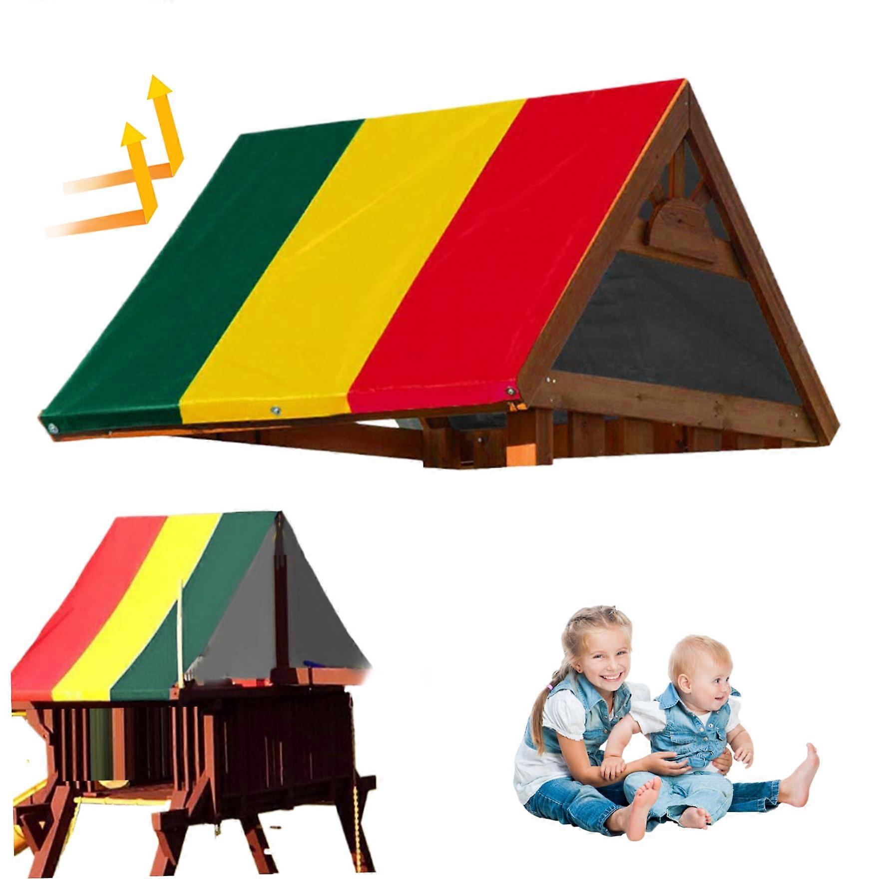 Playset Canopy Replacement 89X52In Weatherproof Swing Set Tarp 210D Silver Oxford Cloth