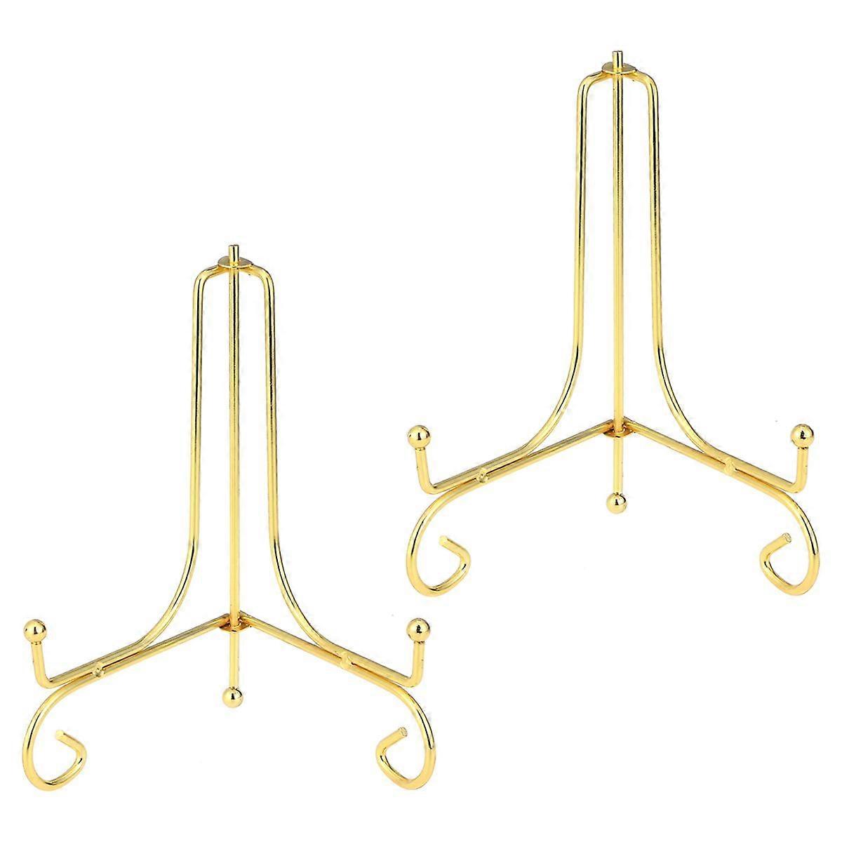 4 polegadas chique ferro display stand mesa titular prato decorativo artesanato exibir rack para placa de arte frame frame (dourado)