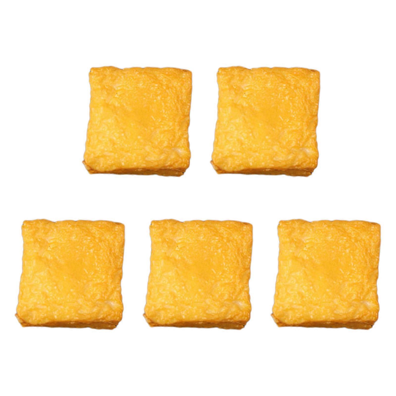 Pack of 5 Artificial Fish Tofu Block Plastic Tofu Food Supplies Home ,Tables Decorations Safe and Easy to Cleans