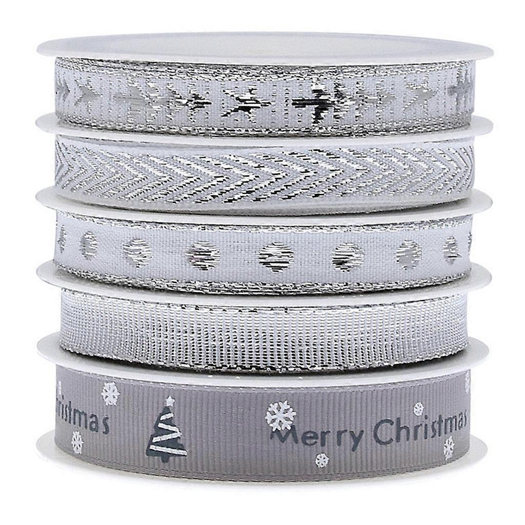 5 ρολά 2/10/15mm Κορδέλα Χριστουγέννων Grosgrain κορδέλα χειροτεχνίας κορδέλα για τις διακοπές των Χριστουγέννων δώρο τυλίγοντας φιόγκο μαλλιών