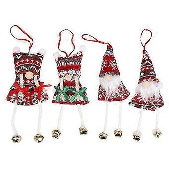 4pcs Christmas Tree Hanging Ornament Cute Faceless Gnome Plush For Doll With Long Dangling Legs Jingle Bell Boys Girls Santa Elf Xmas Decorations Toys