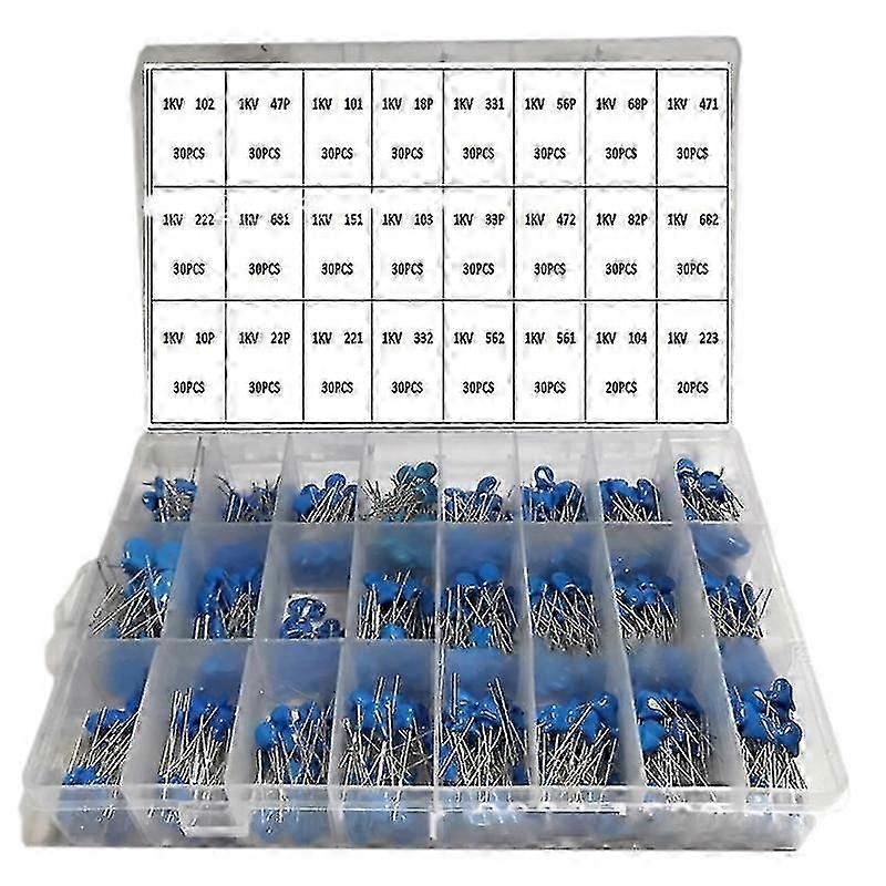 Ceramic Capacitor Kit 24 Values 10pf-821pf 1kV 700pcs with Box
