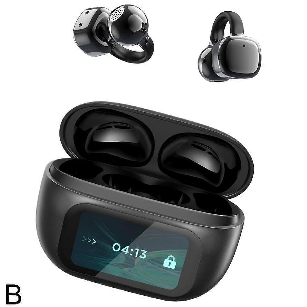 Black (B) $Ai smart translation earphones clip-on open earphones without in-ear wireless volume digital display Bluetooth earphones