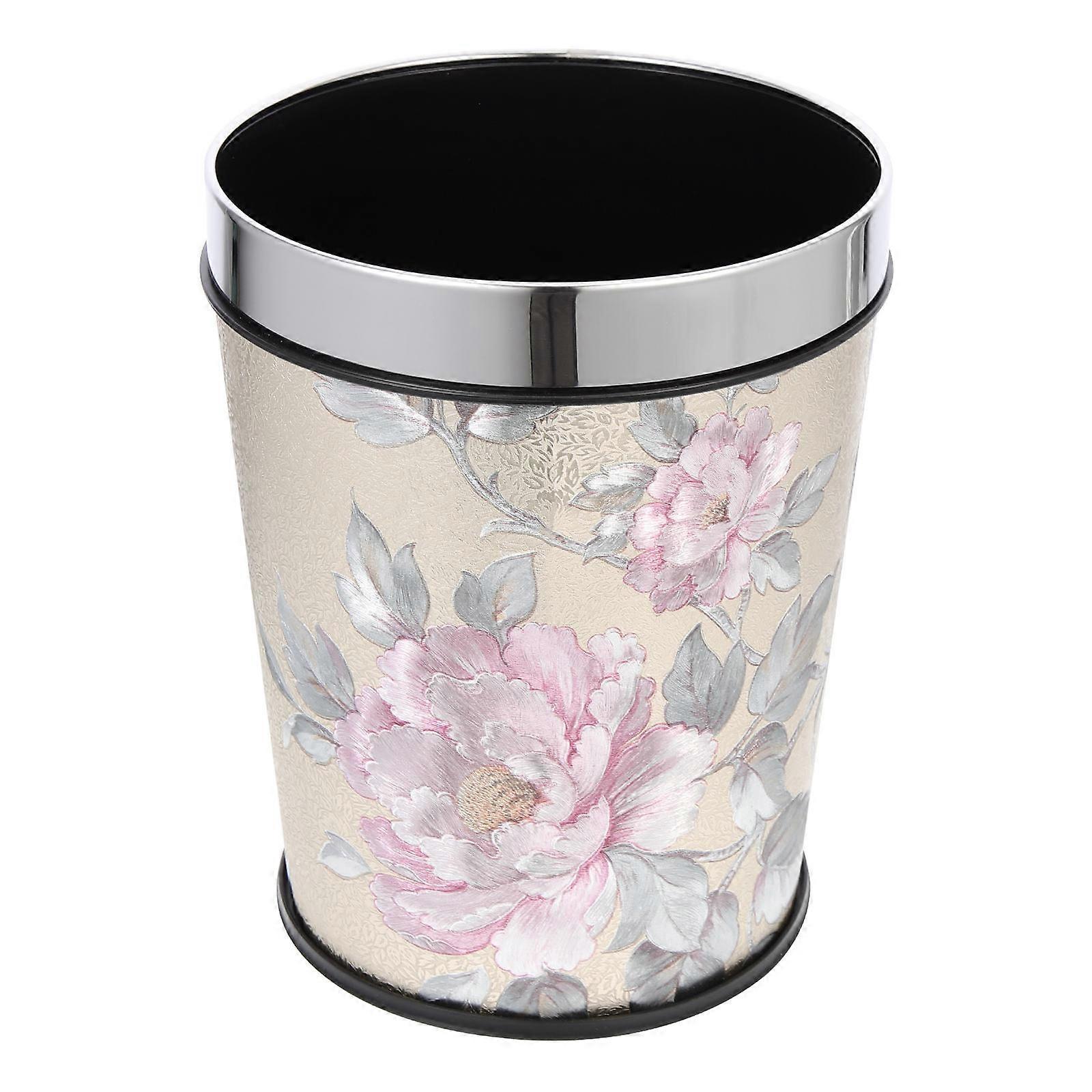 Home Trash Bucket Vintage Pattern Garbage Can Paper Waste Container Trash Container