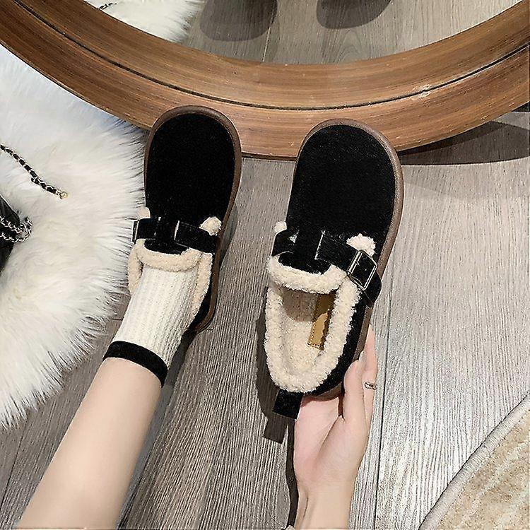 Winter Plush Warm Snow Cotton Shoes Round Toe Thick Sole Shallow Mouth Lazy Lefu Cotton Shoes