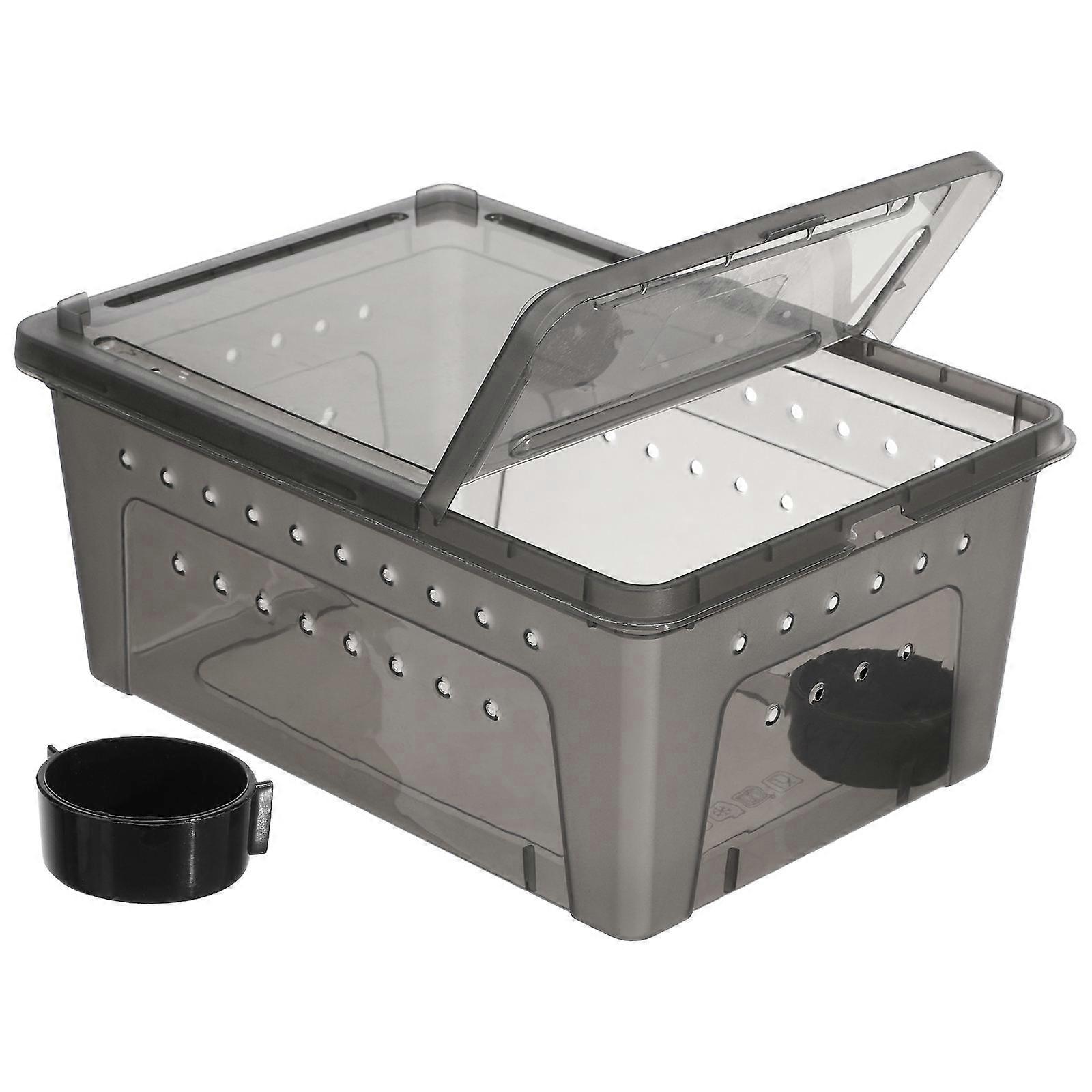 Pet Reptile Terrarium Box with Feeder Plastic Cage Tank for Lizard Bearded Dragon 1 Set