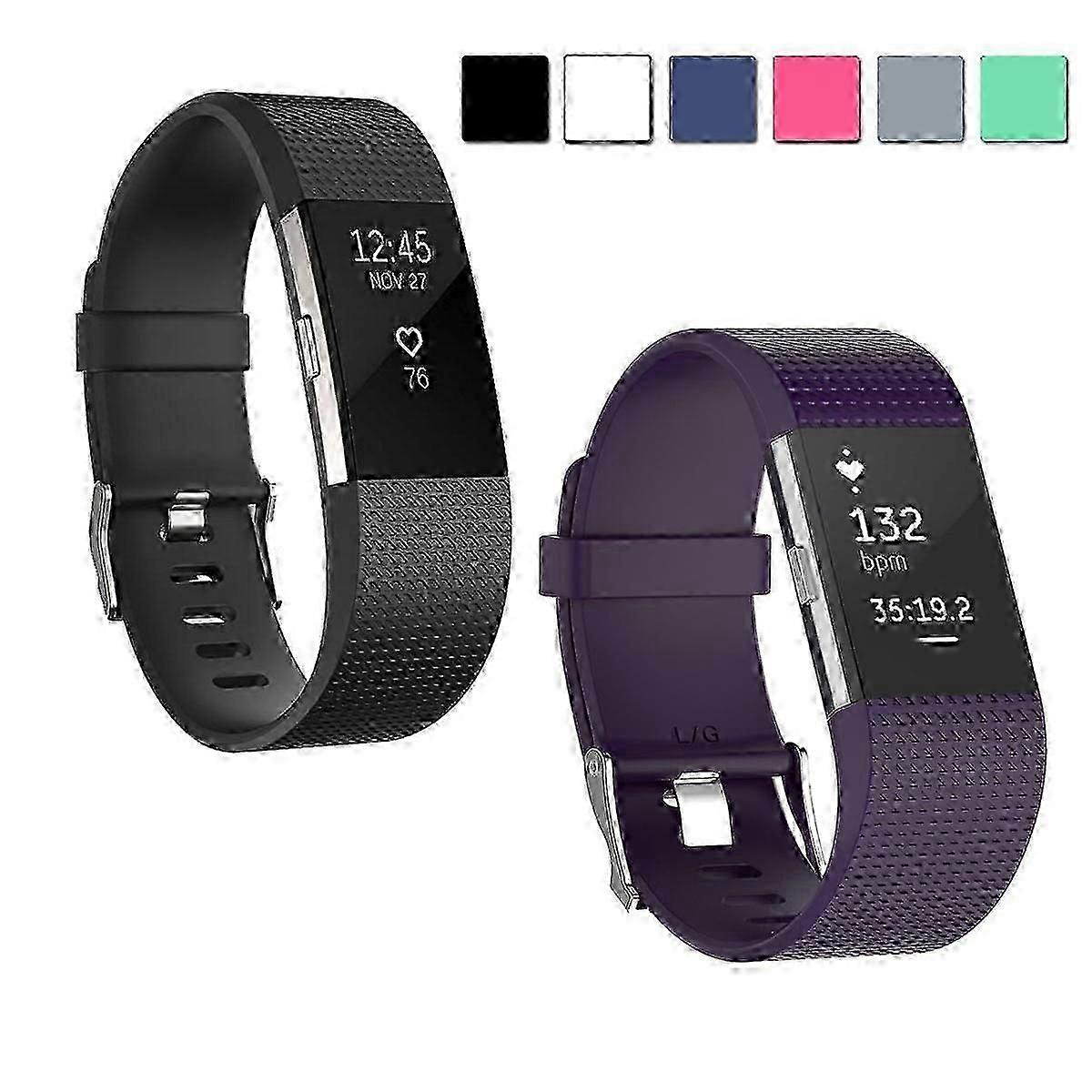 Fitbit Charge 2バンド、Fitbit Charge 2スマートウォッチ用の2パック交換用ソフトシリコンスポーツストラップリストバンドアクセサリーと互換性があります