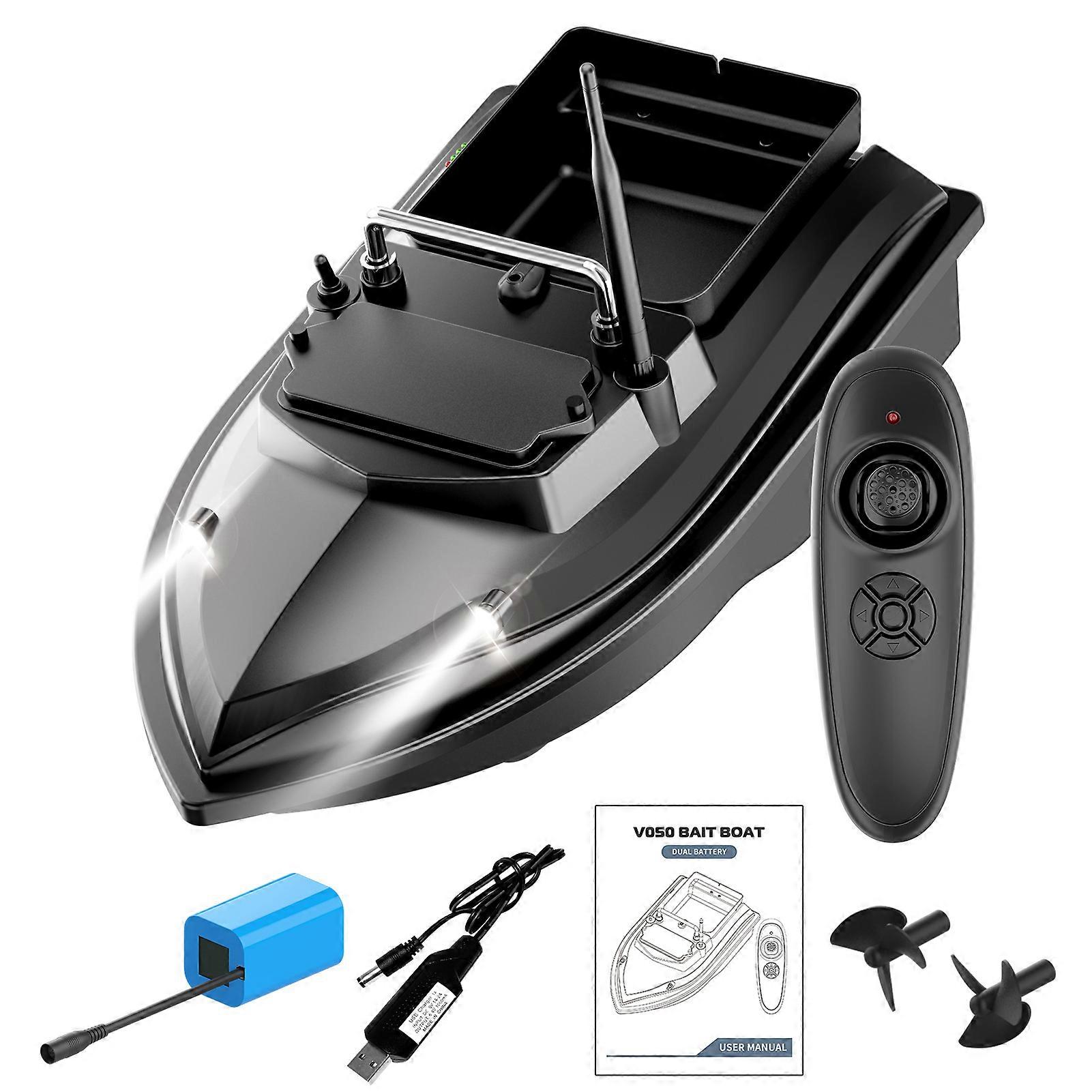 500m Remote Control Fishing Bait Boat Dual Motor with Fish Finder, 2KG Load, Automatic Cruise, Route Correction, Night Light Turn Signal