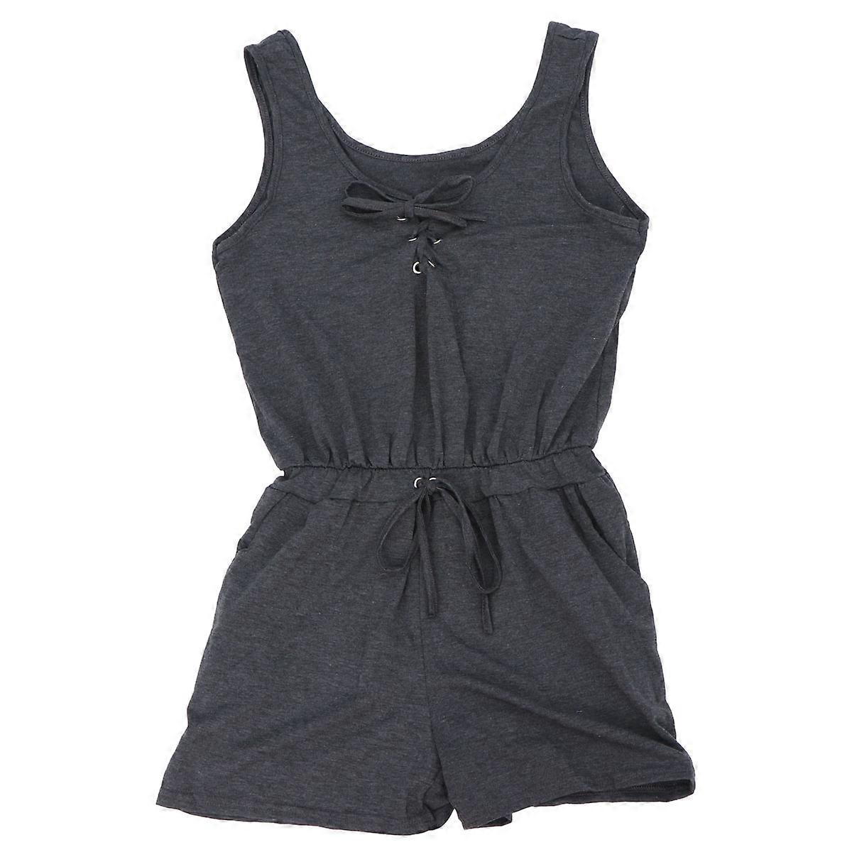 Summer Jumpsuit for Women – Sleeveless Casual Romper, Dark Grey